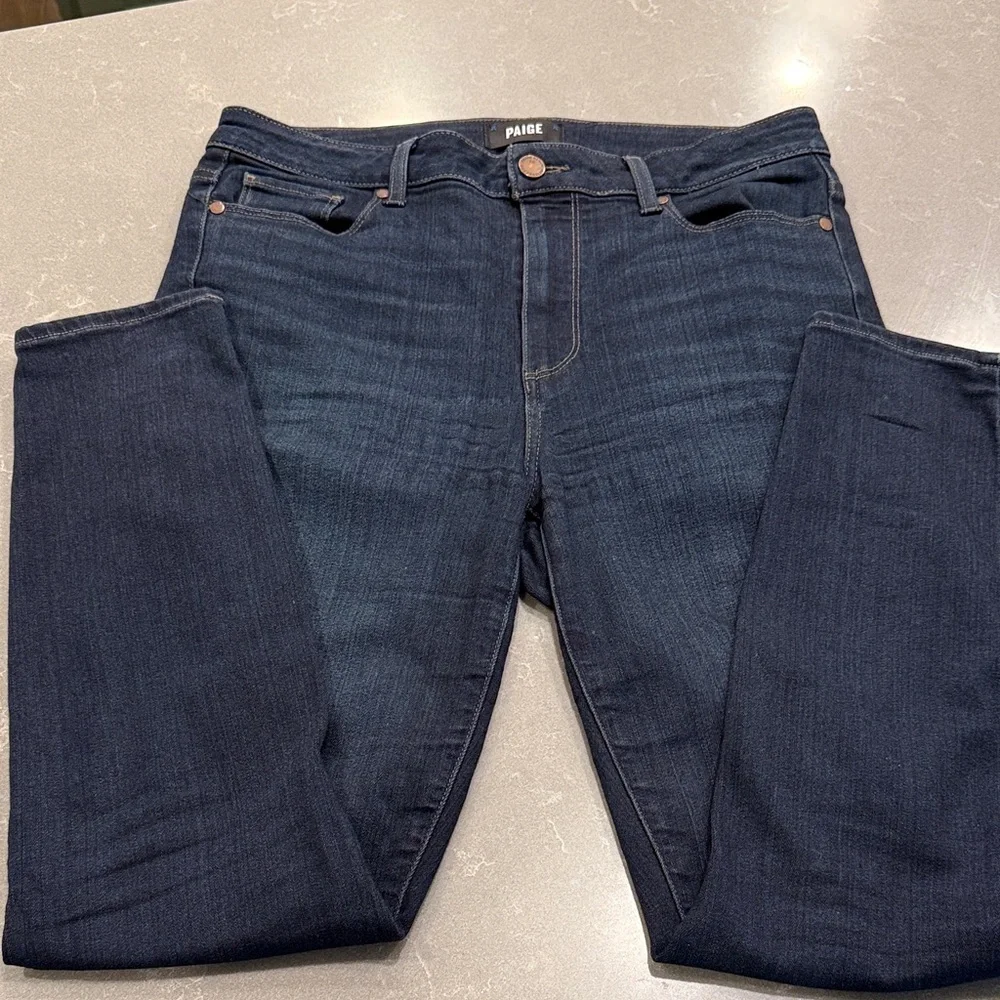 PAIGE Dark Indigo Cropped Ankle Jeans